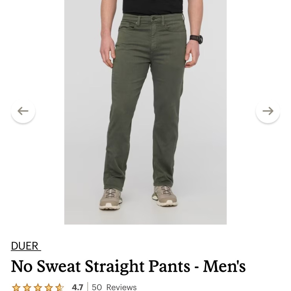 DUER Men's No Sweat Straight Pants - Gull Grey 36x30 (USED - Good)